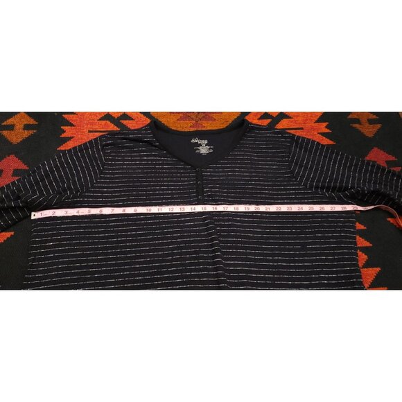 Croft & Barrow Women's Black & Silver Striped Henley Top 4X - Picture 5 of 16